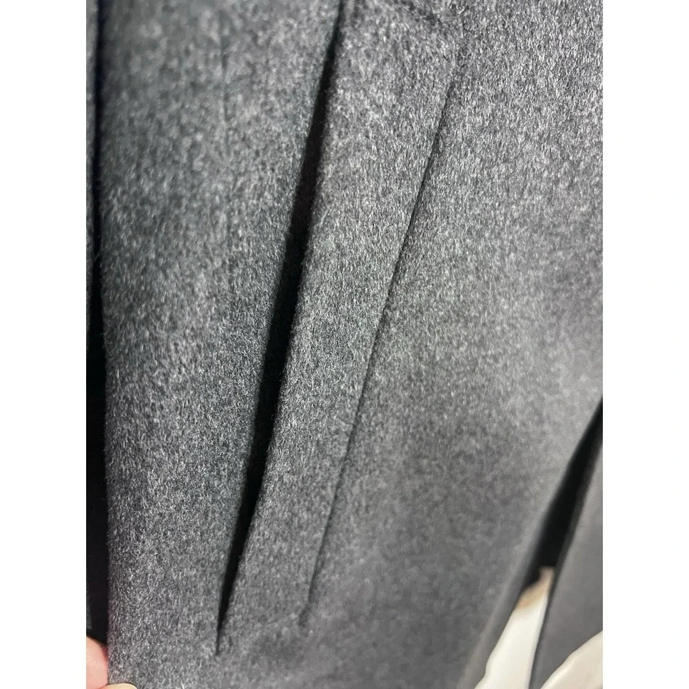 Pronto Uomo Long Overcoat Men's‎ 46R Grey Wool Single Breasted